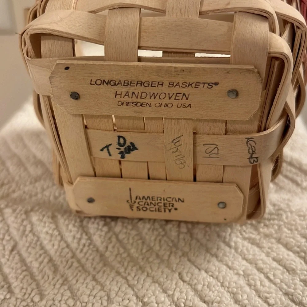 Vintage 2001 Longaberger Horizon of Hope Basket Pink Trim Swing Handle Protector